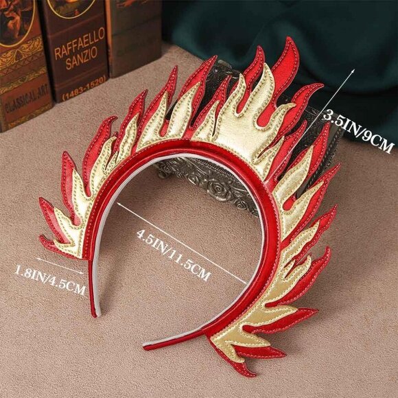 Red Fire Flame Headband Costume Hair Accessory for Women Girls Festival Fun